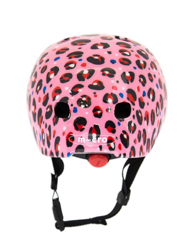 micro kids scooter bike helmet leopard back view