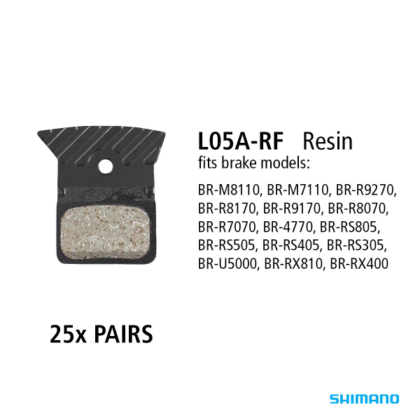 BR R9270 resin pads l05a rf with spring and fin 25 pairs Y2EM98010 shimano disc brake pads