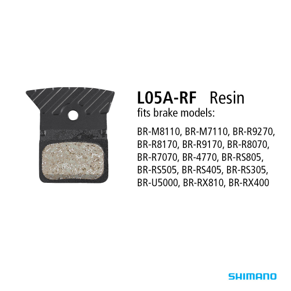 BR-R9270 Resin Pads L05A-RF With Spring and Fin | Y2EM98010 | Shimano Disc Brake Pads