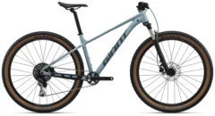 2027 Giant Talon 1 hardtail mountain bike in Dusty Blue with air suspension fork and 1x11 drivetrain